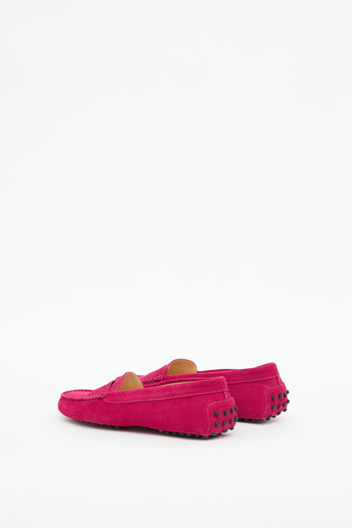 Tod's Pink Suede Driving Loafer
