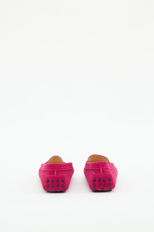 Tod's Pink Suede Driving Loafer