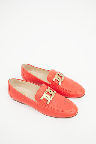 Tod's Red Leather Kate Chain Loafer