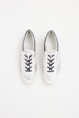 Tod's White & Silver Trim Sneaker