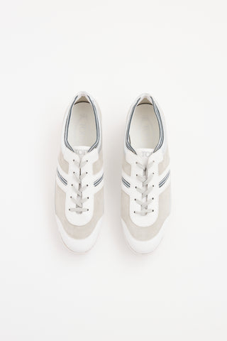 Tod's White & Silver Glitter Sneaker