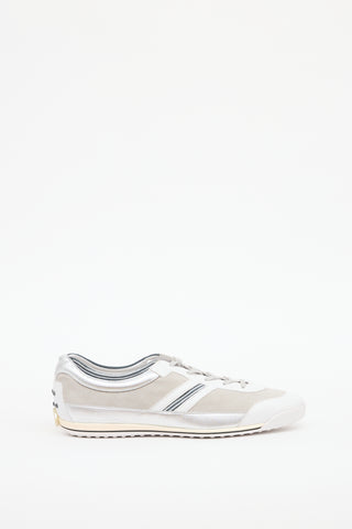 Tod's White & Silver Glitter Sneaker