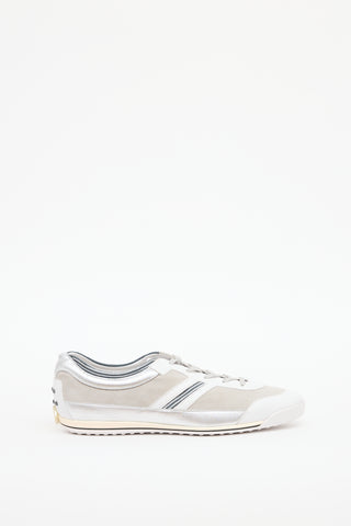 Tod's White & Silver Glitter Sneaker