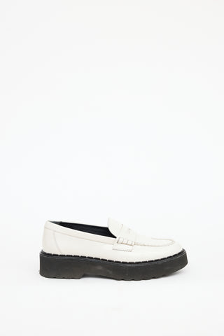 Tod's White Patent Leather Carrarmato  Loafer