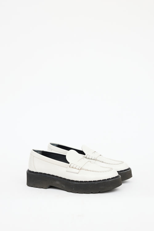 Tod's White Patent Leather Carrarmato  Loafer