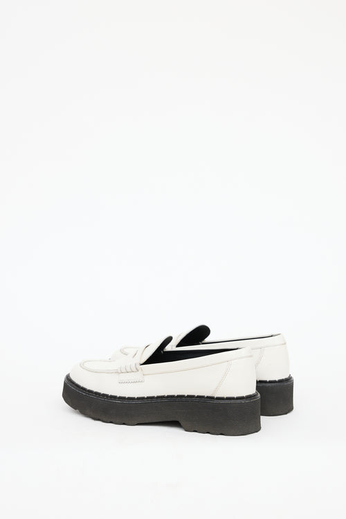 Tod's White Patent Leather Carrarmato  Loafer