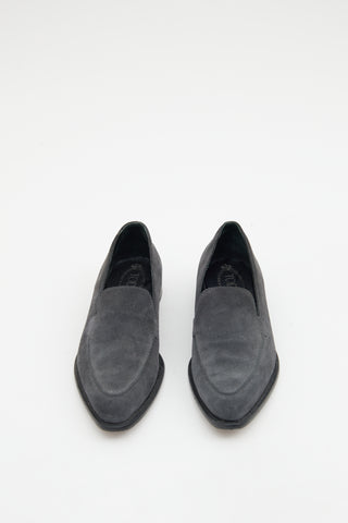 Tod's Grey Suede Pointed Toe Loafer
