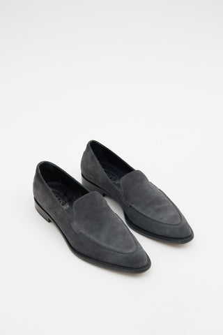 Tod's Grey Suede Pointed Toe Loafer