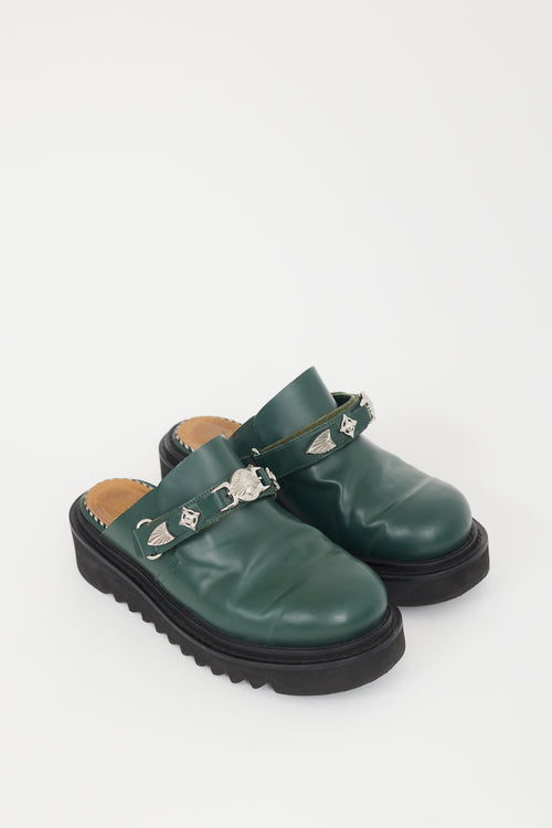 Toga Virilis Green & Silver Chunky Mule