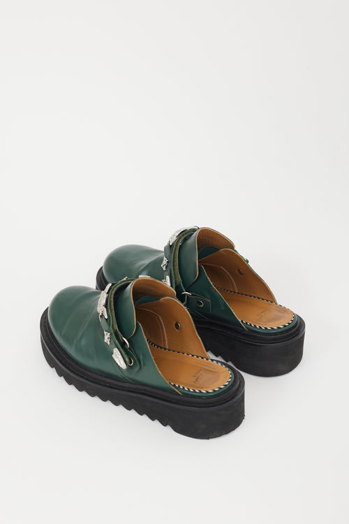 Toga Virilis Green & Silver Chunky Mule