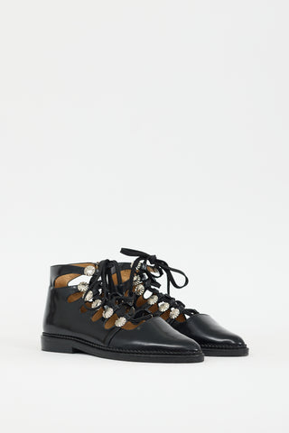 Toga Pulla Black Leather Lace-Up Oxford