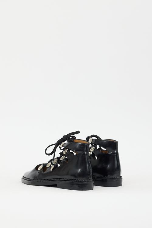 Toga Pulla Black Leather Lace-Up Oxford