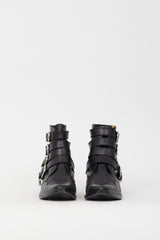 Toga Pulla Black Leather & Silver Buckle Cowboy Boot