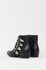 Toga Pulla Black Leather & Silver Buckle Cowboy Boot
