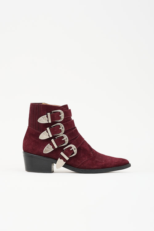 Toga Pulla Suede Four Buckle Western Boot