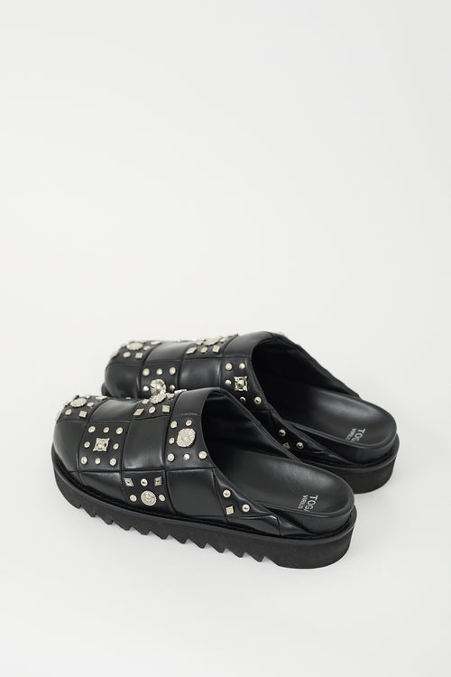 Toga Virilis Black Leather Studded Mule