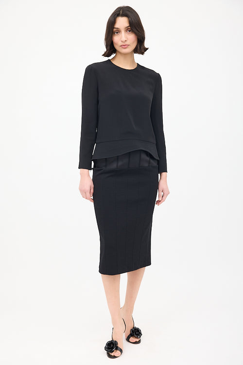 Tom Ford Black Asymmetrical Quilted Hem Top