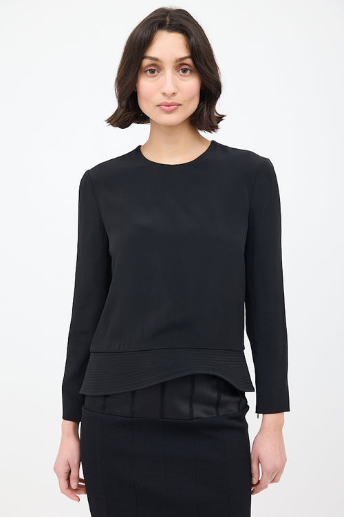 Tom Ford Black Asymmetrical Quilted Hem Top