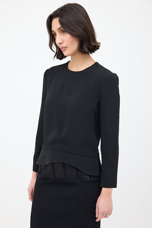 Tom Ford Black Asymmetrical Quilted Hem Top