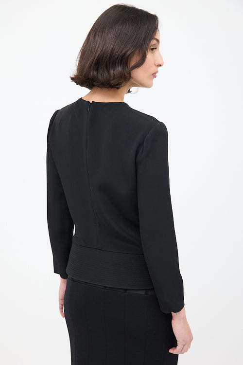 Tom Ford Black Asymmetrical Quilted Hem Top