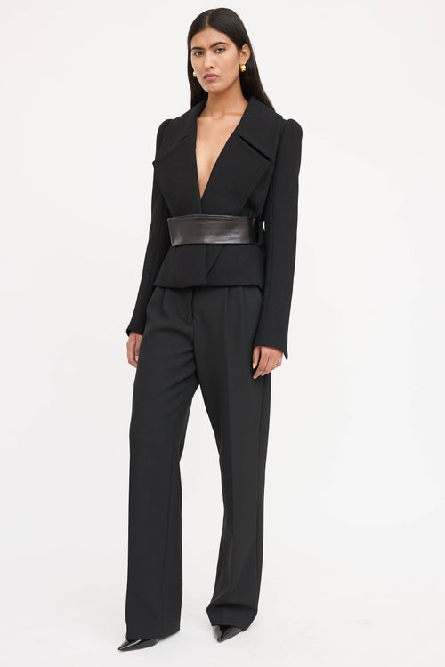Tom Ford Cropped Leather Belted Blazer