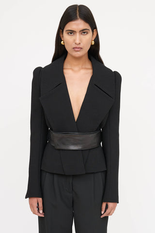 Tom Ford Cropped Leather Belted Blazer