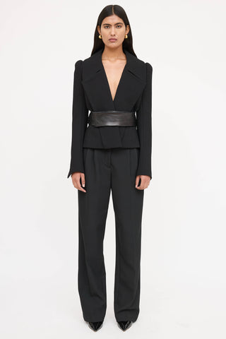 Tom Ford Cropped Leather Belted Blazer