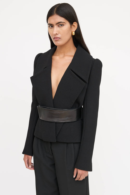 Tom Ford Cropped Leather Belted Blazer