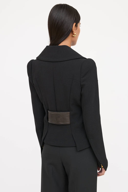 Tom Ford Cropped Leather Belted Blazer