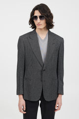Tom Ford Black & Grey Silk Houndstooth Blazer