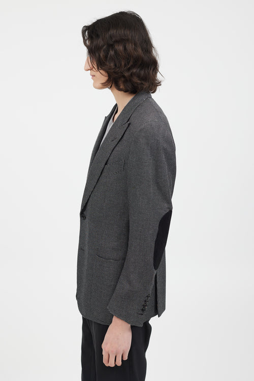 Tom Ford Black & Grey Silk Houndstooth Blazer