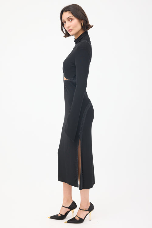 Tom Ford Black Hook & Eye Asymmetric Midi Dress