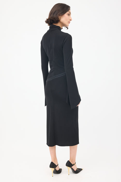 Tom Ford Black Hook & Eye Asymmetric Midi Dress