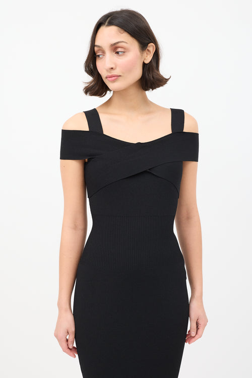 Tom Ford Black Knit Criss Cross Midi Dress