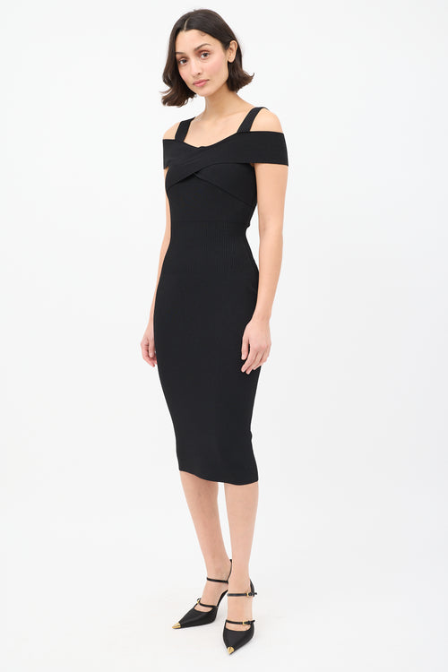 Tom Ford Black Knit Criss Cross Midi Dress