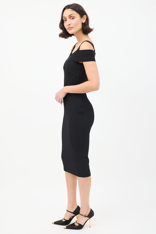 Tom Ford Black Knit Criss Cross Midi Dress