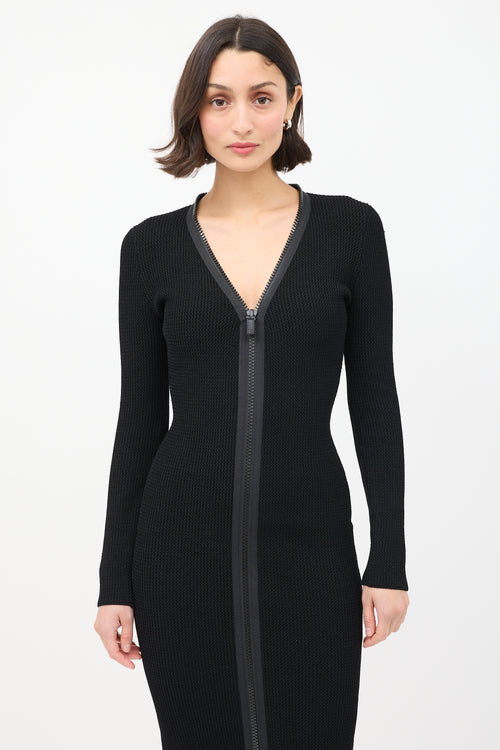 Tom Ford Black Knit Double Zip Midi Dress