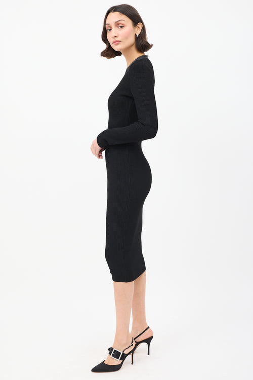 Tom Ford Black Knit Double Zip Midi Dress