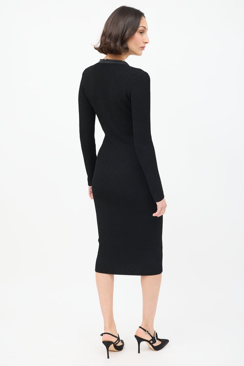 Tom Ford Black Knit Double Zip Midi Dress