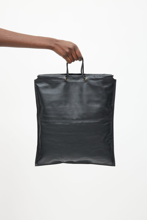 Tom Ford Black Leather Drawstring Tote Bag
