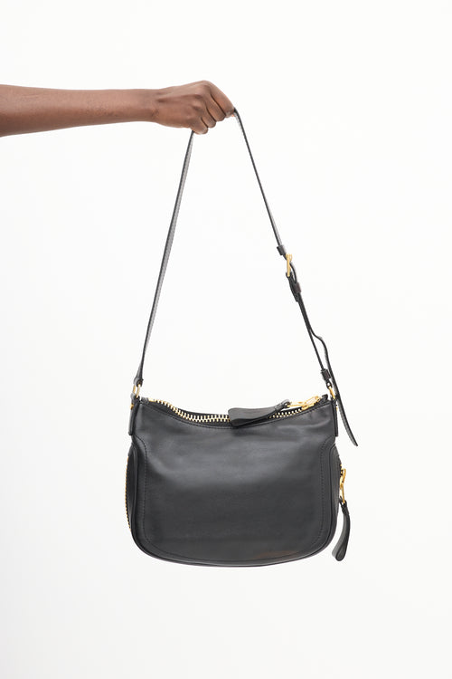 Tom Ford Black Leather Medium Jennifer Simple Zip Bag