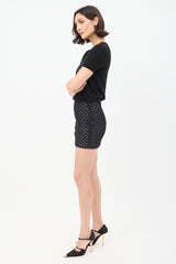 Tom Ford Black & Pink Embroidered Eyelet Mini Skirt