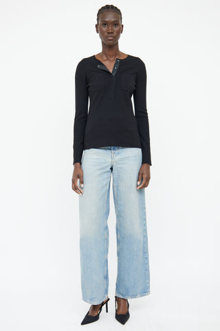 Tom Ford Black Cashmere Button Up Top
