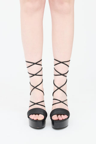 Tom Ford Leather Tie-Up Platform Pump