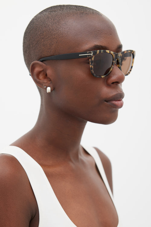 Tom Ford Brown & Beige Square TF336 Leo Sunglasses