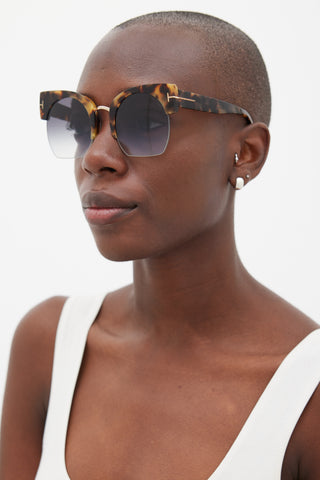 Tom Ford Brown & Beige Squared Round TF552 Savannah Sunglasses