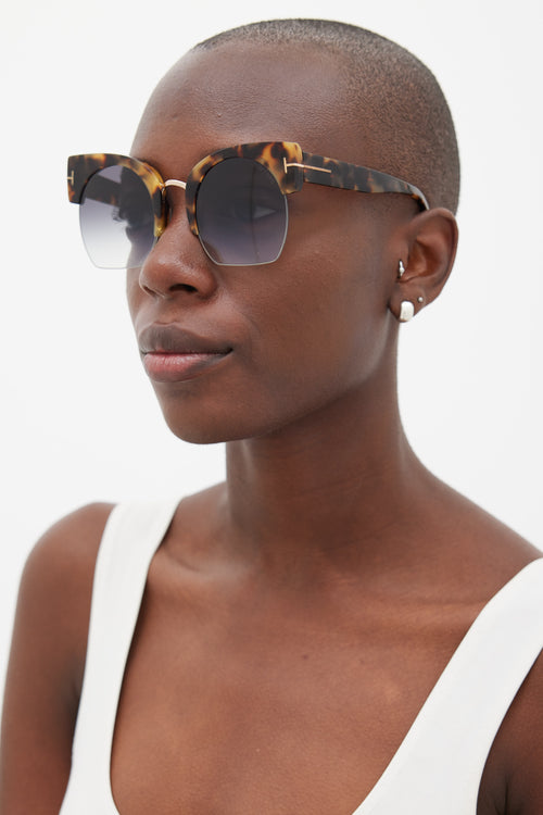 Tom Ford Brown & Beige Squared Round TF552 Savannah Sunglasses
