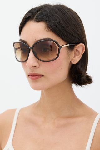 Tom Ford Brown & Gold TF76692 Oval Sunglasses