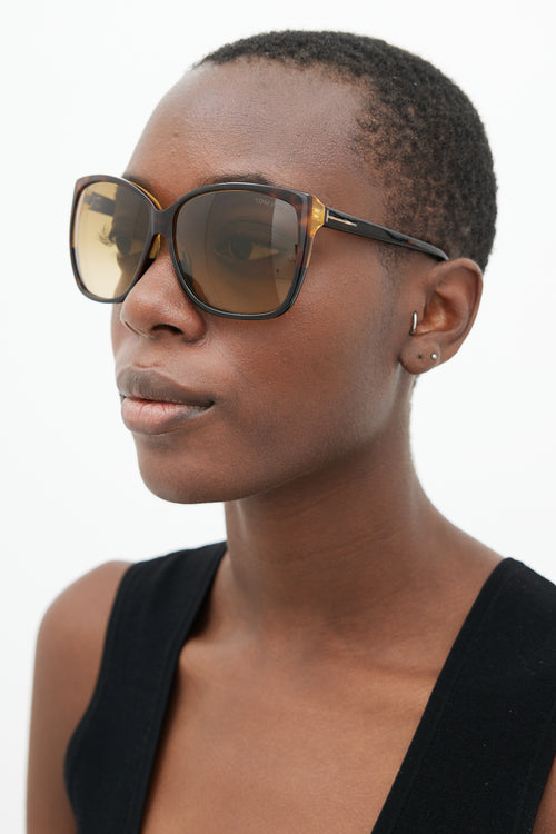 Tom Ford Brown Lydia TF228 Oversized Square Sunglasses