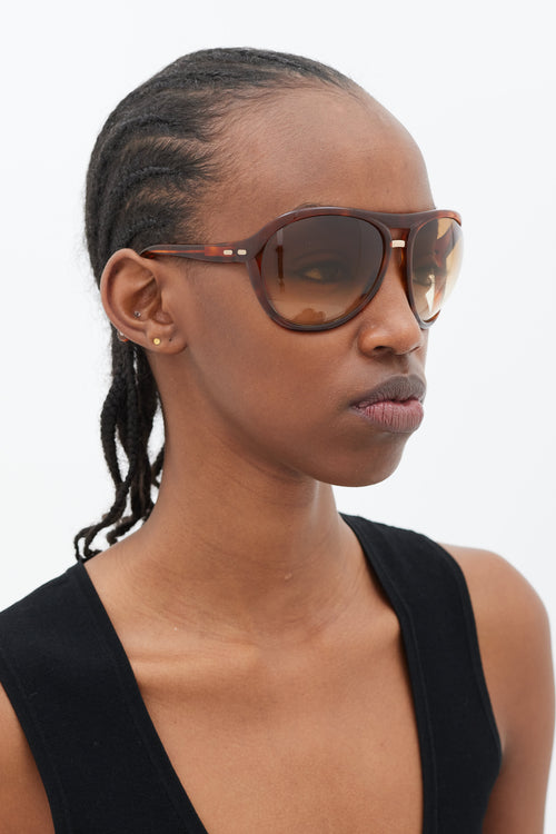Tom Ford Brown Milo TF73 Rounded Sunglasses